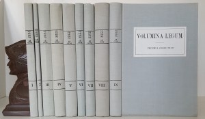 VOLUMINA LEGUM. Nachdruck der Gesetzessammlung. Band I - IX. Petersburg, Krakau 1859 - 1889. Reprint