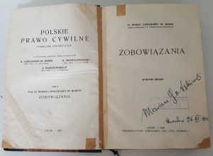 LAONGCHAMPS DE BERIER Roman - POLSKIE PRAWO CYWILNE Tom II ZOBOWIĄZANIA, Lwów 1939