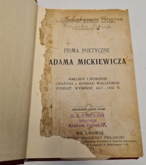 MICKIEWICZ Adam - POETICAL WRITINGS Ballads and Romances Grażyna Konrad Wallenrod Wiersze wybrane 1817-1832