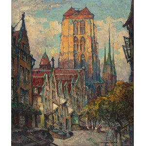 Gerhard Graf (1883 Berlín - 1960 Stockholm), Gdaňsk. Pohled na kostel Panny Marie