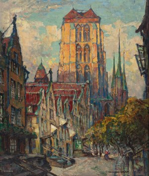 Gerhard Graf (1883 Berlin - 1960 Sztokholm), Gdańsk. Widok na kościół Mariacki