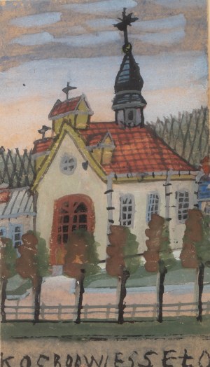 Nikifor Krynicki (1895 Krynica Zdrój - 1968 Folusz), Kaplica cmentarna na cmentarzu w Krynicy, ok. l. 60. XX w.