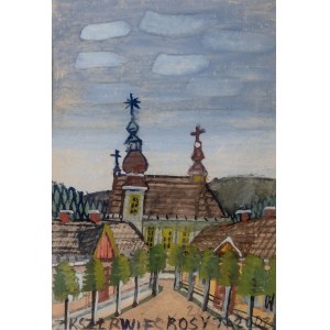 Nikifor Krynicki (1895 Krynica Zdrój - 1968 Folusz), Landschaft mit Kirche