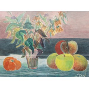Estera Karp (Esther Carp) (1897 Skierniewice - 1970 Paris), Still life with apples and a bouquet of flowers