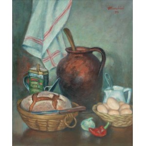 Jakub Markiel (1911 Łódź - 2008 Paris), Still life with bread, 1996.