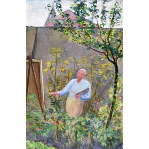 Irena Weiss aka Aneri (1888 Łódź - 1981 Kraków), My Master in the Garden painting (In the Garden - Wojciech Weiss at the easel), 1935