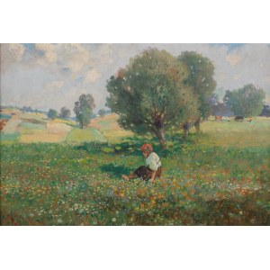 Edmund Cieczkiewicz (1872 Lviv - 1958 Rytro), Girl in the Meadow