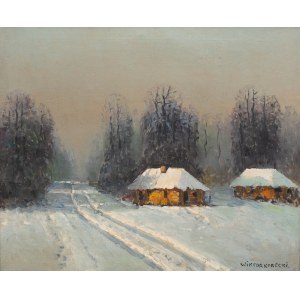 Wiktor Korecki (1890 Kamieniec Podolski - 1980 Milanówek), Winterlandschaft mit Hütten