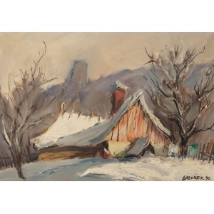 Stanisław Jan Łazorek (1938 Aksamanice-2000 Kazimierz Dolny), Hütte im Winter.