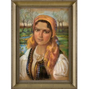 Umělec nerozpoznán, Portrét venkovanky, 1945