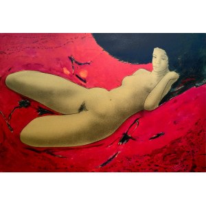 Alain Bonnefoit (b. 1937), Nude in Red