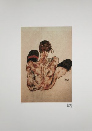 Egon Schiele (1890-1918), Akt mit rotem Strumpfband