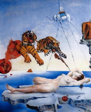 Salvador Dalí (1904-1989), Sen vyvolaný letem včely kolem granátového jablka, vteřina před probuzením