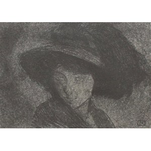 Alfons Karpinski (1875-1961), Ritratto di donna con cappello