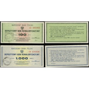 Poland, set: deposit revaluation voucher for 100 zlotys and 1,000 zlotys, 1982