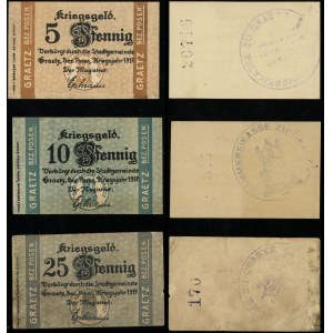Wielkopolska, zestaw: 5, 10 i 25 fenigów, 1917