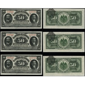 Mexique, série : 3 x 50 centavos, 1.01.1915