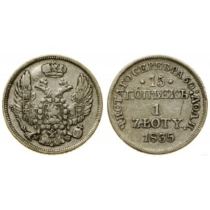 Poland, 15 kopecks = 1 zloty, 1835 MW, Warsaw