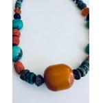 CREW IN TIBETAN MALACHITE, CORAL AND TURQUOISE - BAD CREM