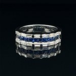 GOLD RING 18K 7.65 GR SAPPHIRES AND DIAMONDS - RNG30603