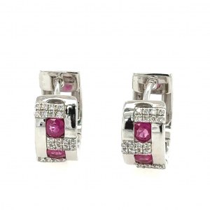 7.07 GR GOLD EARRINGS WITH DIAMONDS AND RUBIES - AI30511