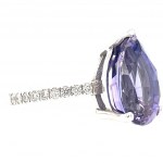 WHITE GOLD RING 4.60 GR LAB GROWN TANZANITE & DIAMONDS - RNG20308