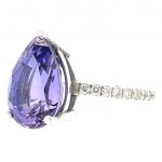 WHITE GOLD RING 4.60 GR LAB GROWN TANZANITE & DIAMONDS - RNG20308