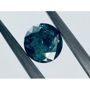 NATURAL POLISH DIAMOND 0.88 CT FANCY INTENSE BLUE* - I3 - ENGRAVED WITH LASER - C30411B -1