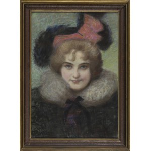 Artysta NIEZNANY, Portret kobiety w kapeluszu