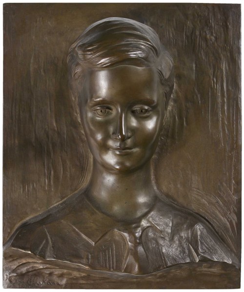 Karol HUKAN, Portret rzeźbiarska z portretem chłopczyka