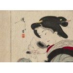 Watanabe Seitei (1851-1918), Geisha mit einer Katze, Tokio, 1890
