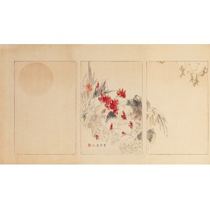 Watanabe Seitei (1851-1918), Kohúty, Tokio, 1890