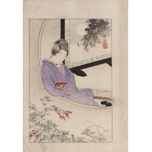 Sawa Kyukou, Watanabe Takijirō, Geisha und der Vollmond, Tokio, 1901