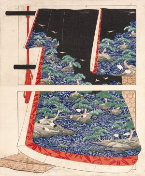 Sawa Kyukou, Watanabe Takijirō, Kimono w żurawie, Tokio, 1901