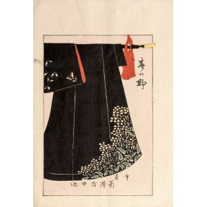 Shobei Kitajima, Watanabe Takijirō, Kimono mit Wiese und Schmetterlingen, Tokio, 1901