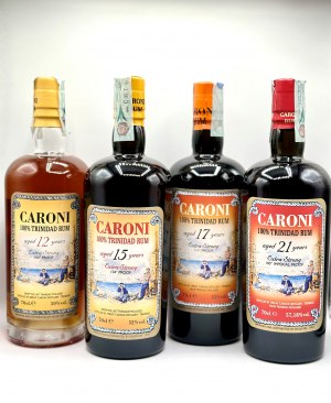 Caroni, 12 Years Old Extra Strong Rum - 15 Year Old Extra Strong Rum - High Proof 17 Year Old Rum - 21 Year Old Rum