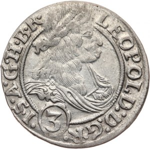 Śląsk, Leopold I 1658-1705, 3 krajcary 1666 SHS, Wrocław