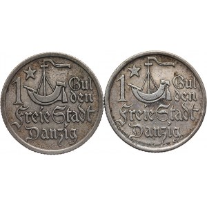 Wolne Miasto Gdańsk 1920-1939, zestaw 2 sztuk - 1 gulden 1923, Utrecht, Koga