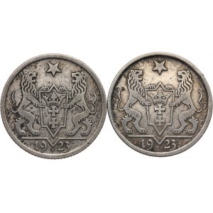 Wolne Miasto Gdańsk 1920-1939, zestaw 2 sztuk - 1 gulden 1923, Utrecht, Koga