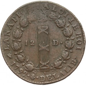 Francja, Ludwig XVI 1774 - 1793, 12 diner 1792, Dijon.