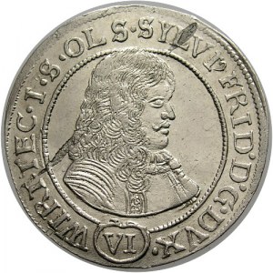 Śląsk, Księstwo Oleśnickie, Sylwiusz Fryderyk 1668-97, 6 krajcarów 1674,Oleśnica