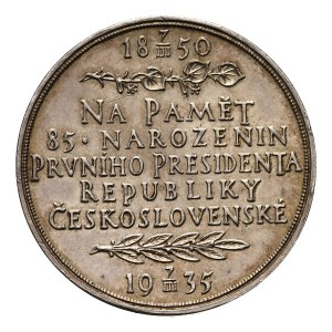 Czechy, medal z okazji 85 urodzin Tomasza Garrique Masaryk'a 1935