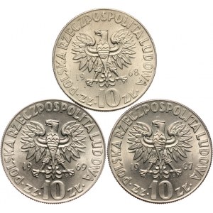 PRL, 10 złotych Kopernik 1967-1969 - komplet