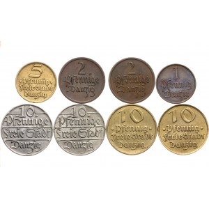 Wolne Miasto Gdańsk, zestaw drobnych monet obiegowych