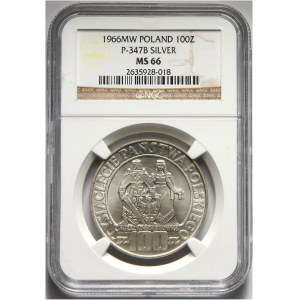 PRL, 100 złotych 1966, Tysiąclecie Państwa Polskiego, NGC MS66.