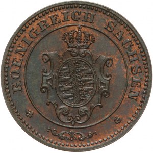 Niemcy, Saksonia, Jan 1854 - 1873, 1 pfennig 1863 B, Drezno.