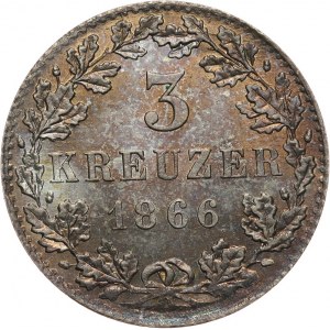 Niemcy, Frankfurt Wolne Miasto, 3 krajcary 1866.