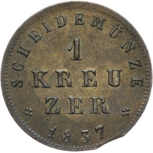 Niemcy, Hessen - Darmstadt, Ludwig II 1830 - 1848, krajcar 1837, Darmstadt.