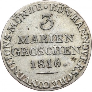 Niemcy, Hannover, Jerzy III 1760 - 1820, 3 mariengroschen 1816.