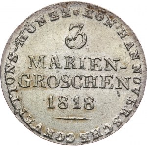 Niemcy, Hannover, Jerzy III 1760 - 1820, 3 mariengroschen 1818.